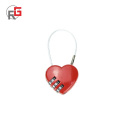 Mini travel metal combination love heart shape luggage pad lock